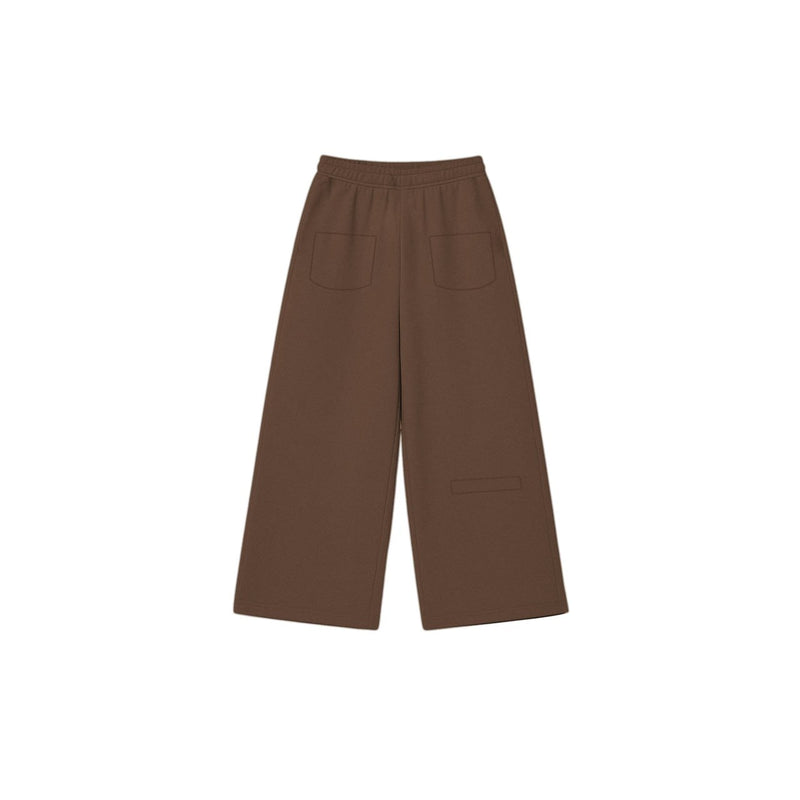 Back of the coffee brown wide-leg cotton sweatpants