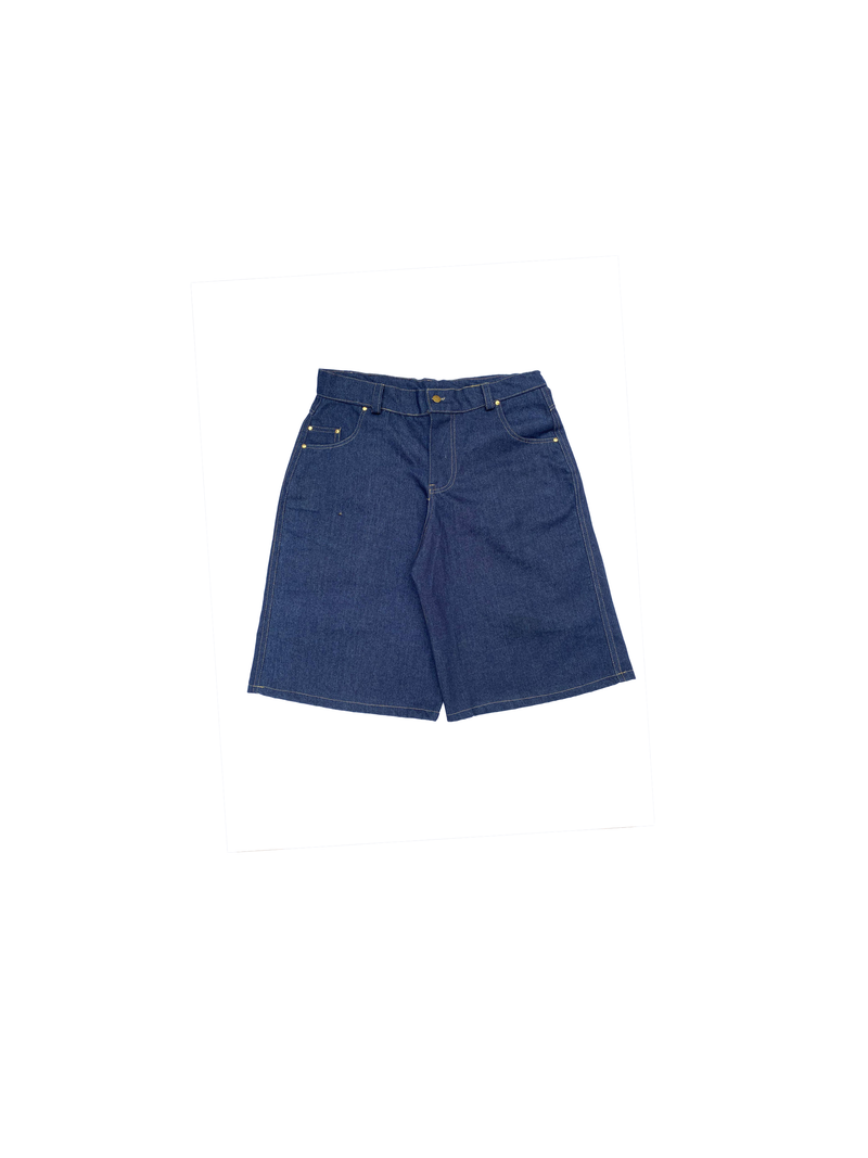 Indigo baggy denim shorts